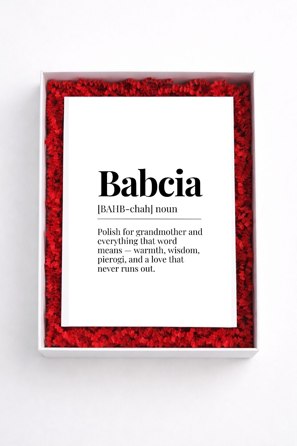 Babcia definition sign gift box