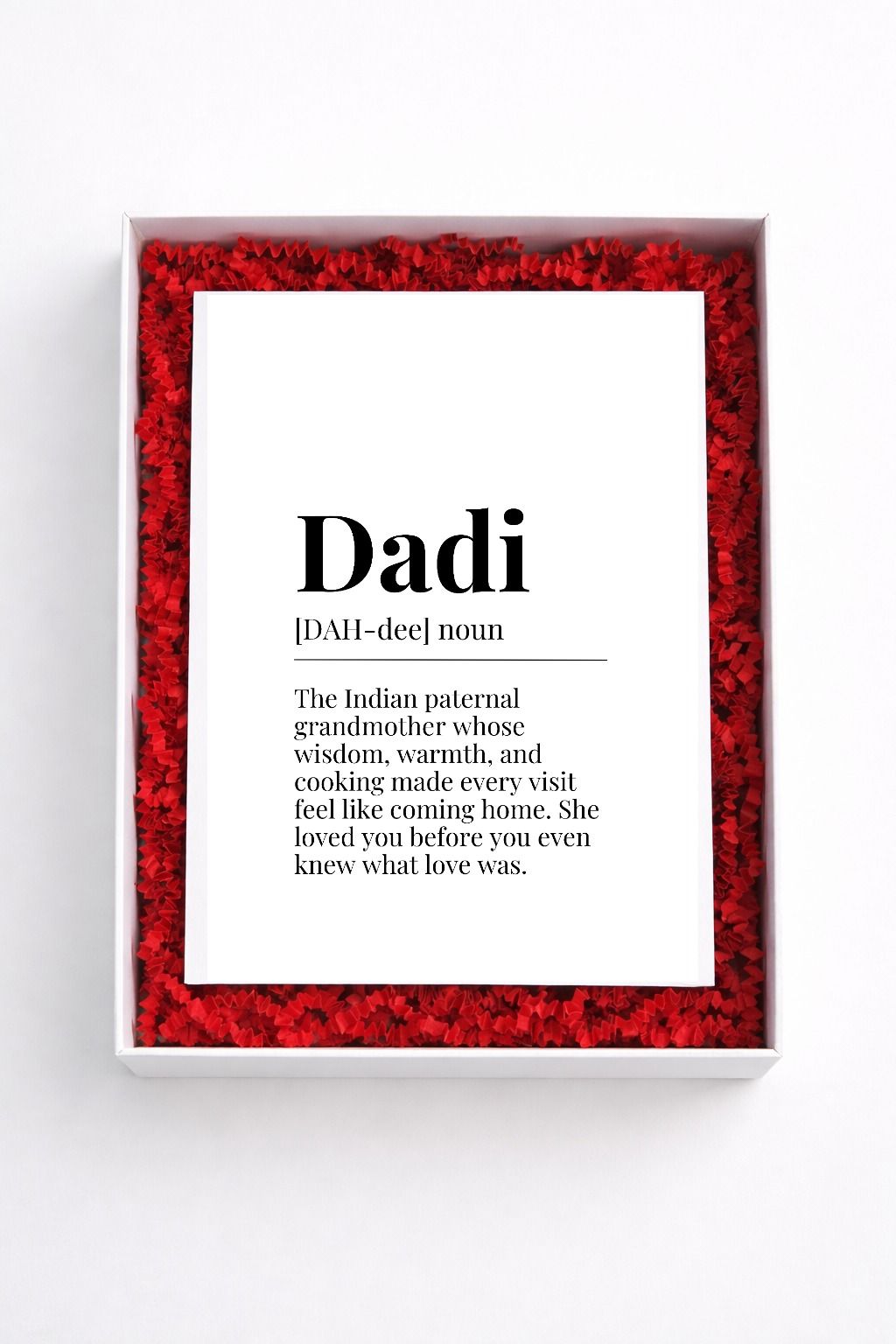 Dadi definition sign gift box