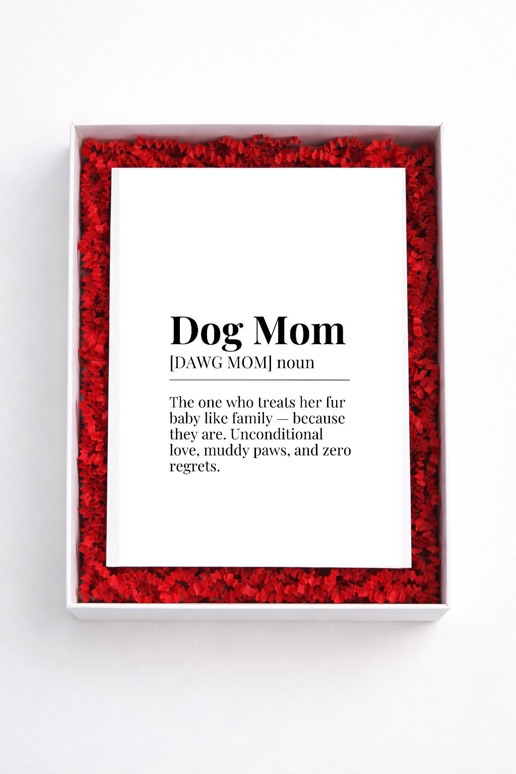 Dog Mom definition sign gift box