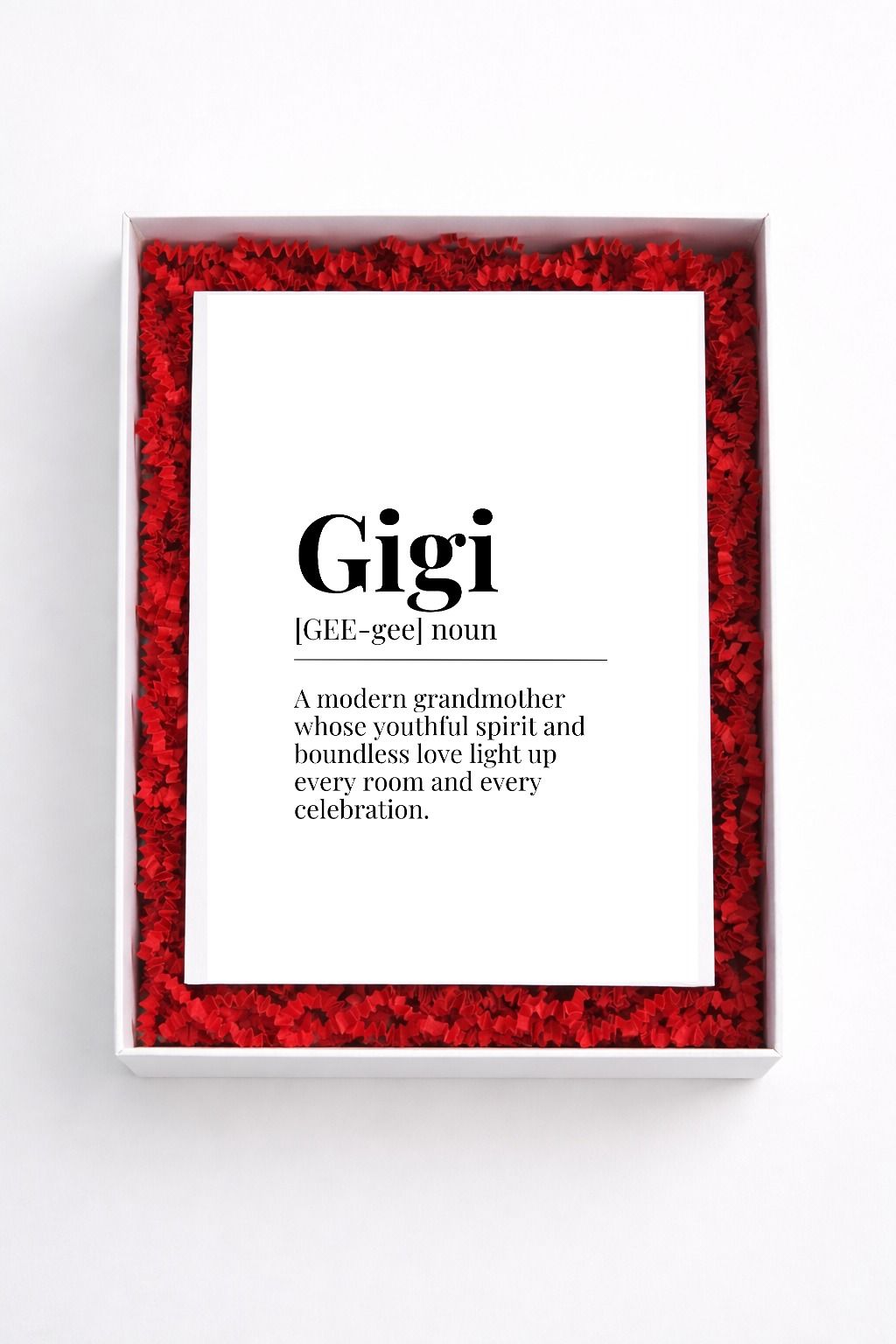 Gigi definition sign gift box