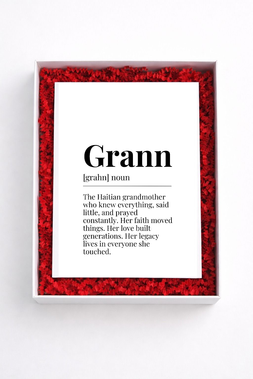 Grann definition sign gift box