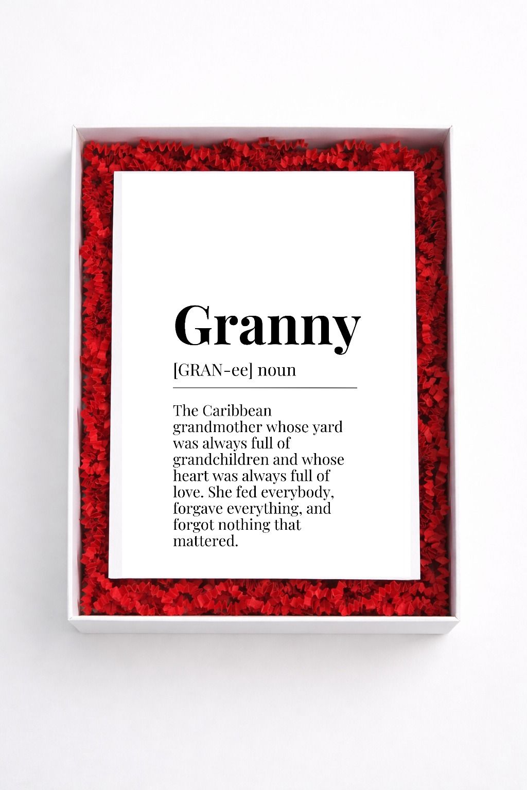 Granny definition sign gift box
