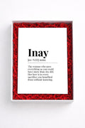 Inay Definition Sign | 5x7 Gift-Ready MDF Plaque | Pl8crafted