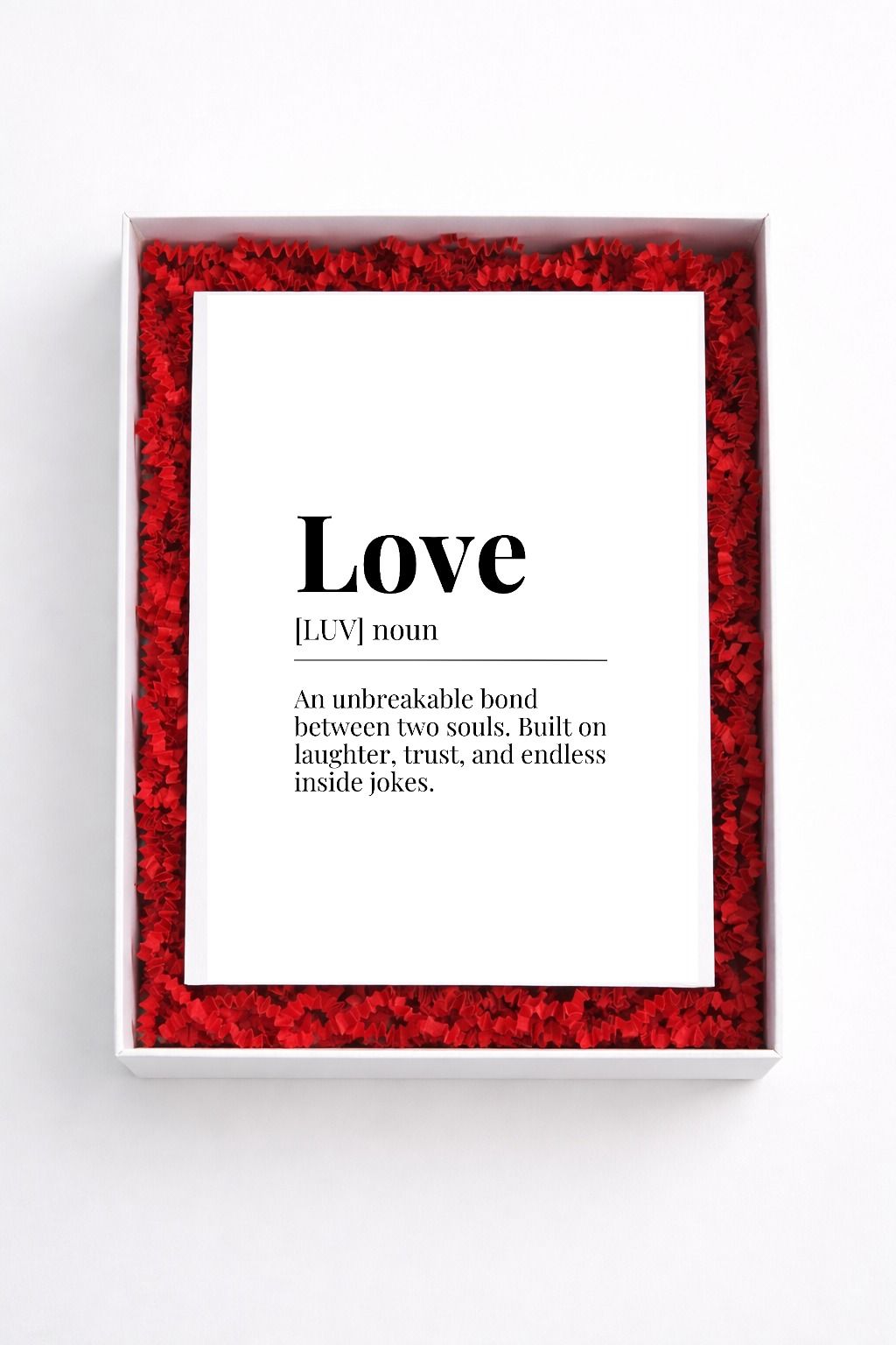 Love definition sign gift box
