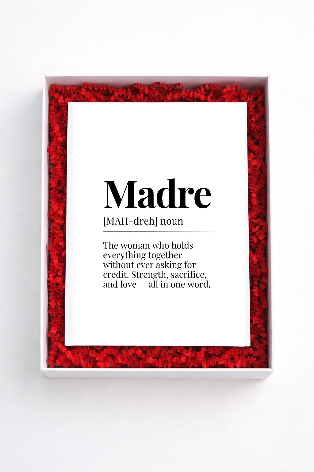 Madre definition sign gift box