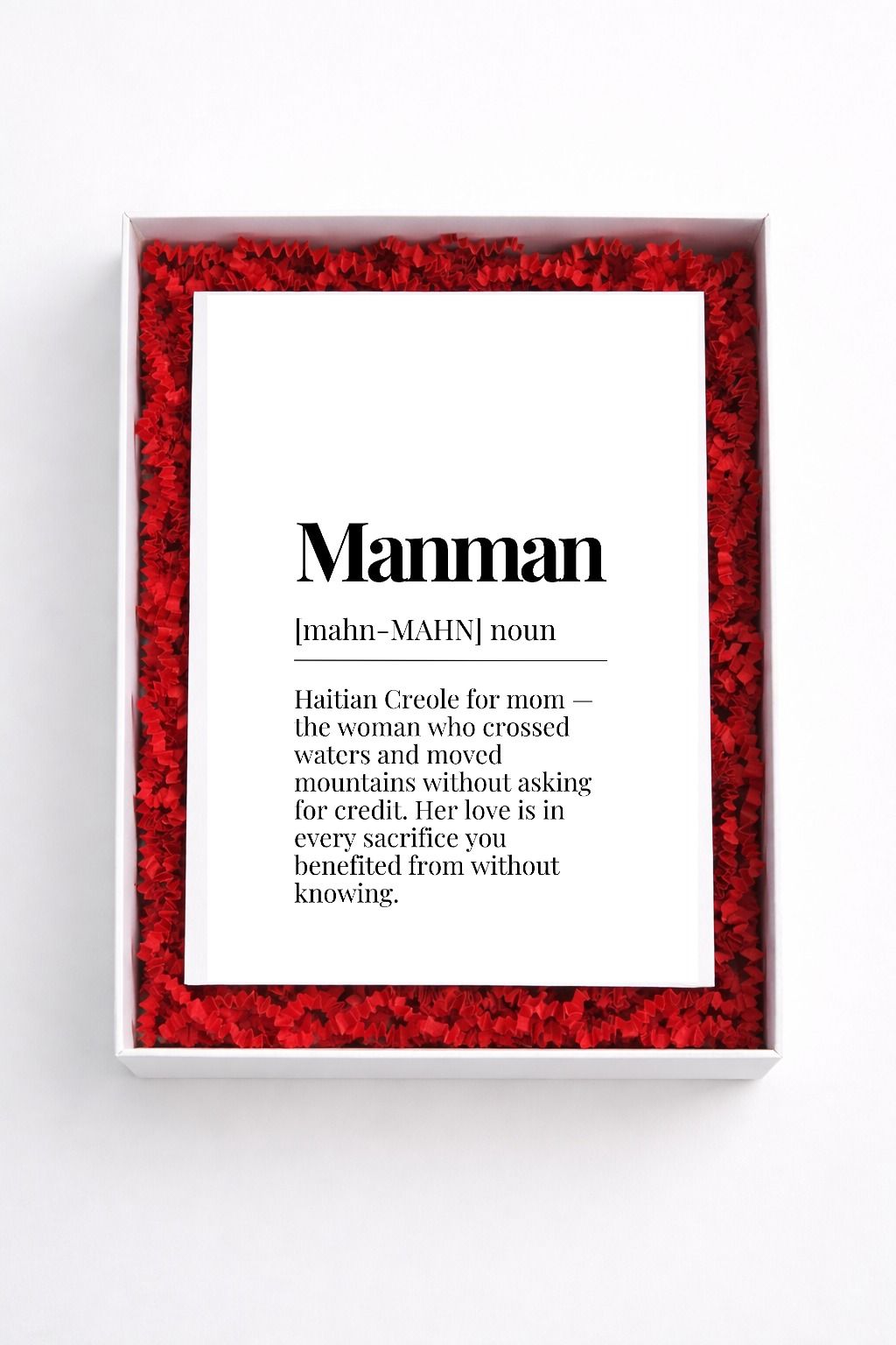Manman definition sign gift box