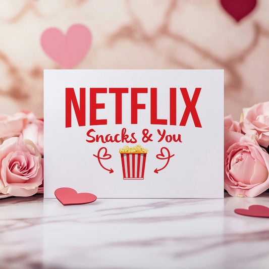 Celebrate Love with Our 'Netflix, Snacks & You' 4 Inch by 6 Inch Photo Frame Sign