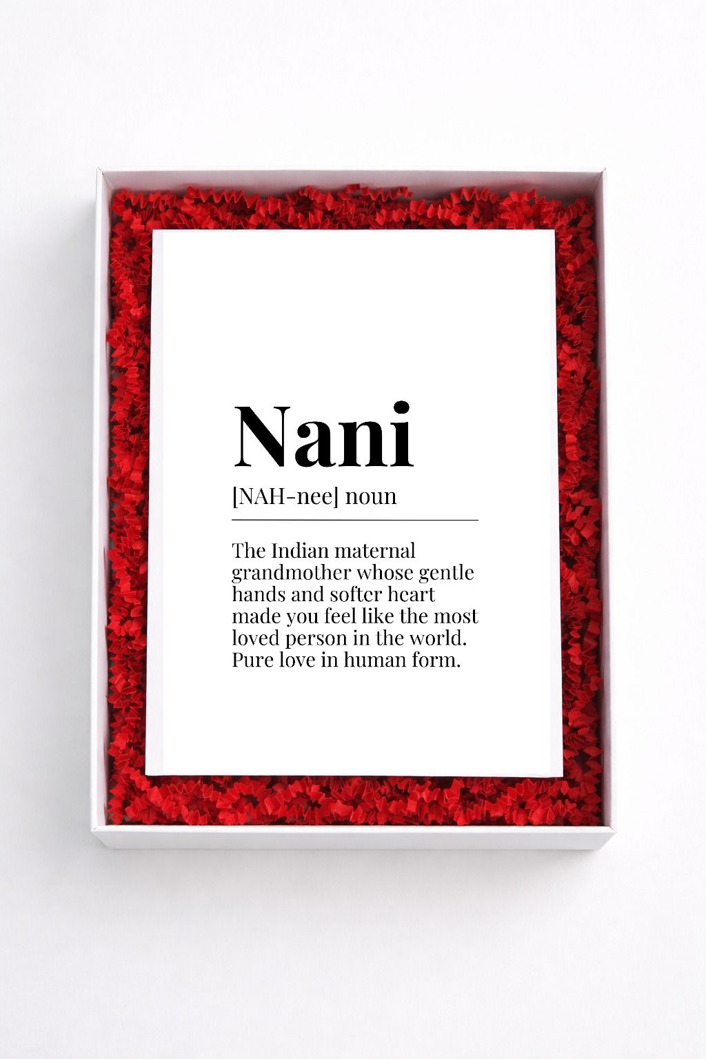 Nani definition sign gift box