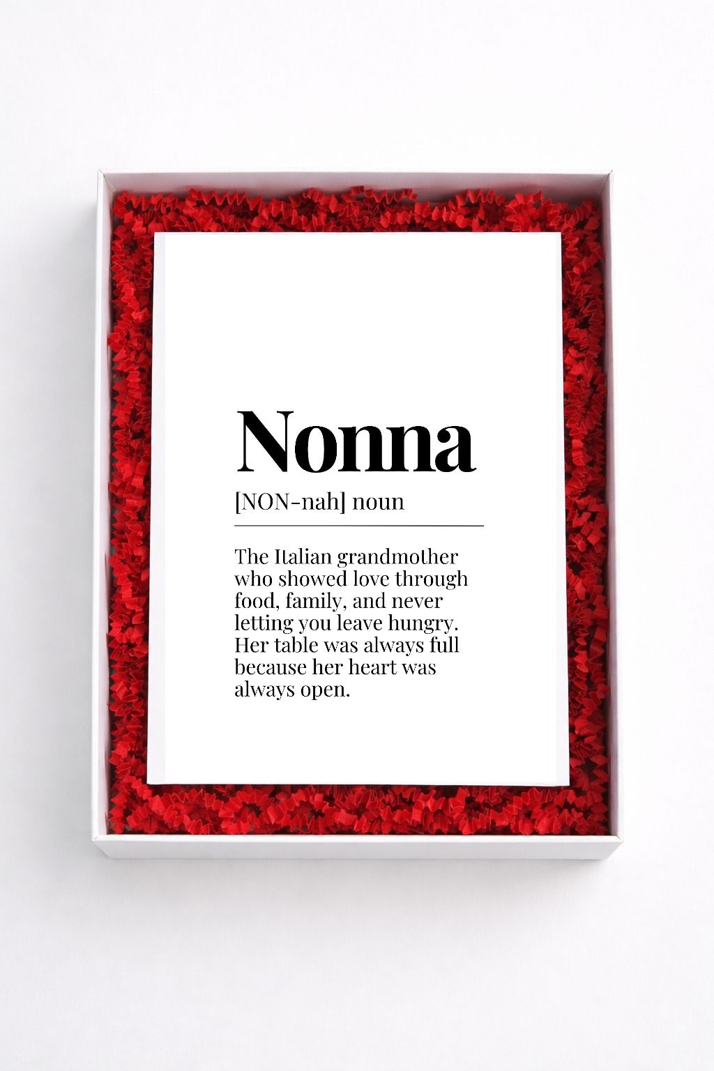Nonna definition sign gift box
