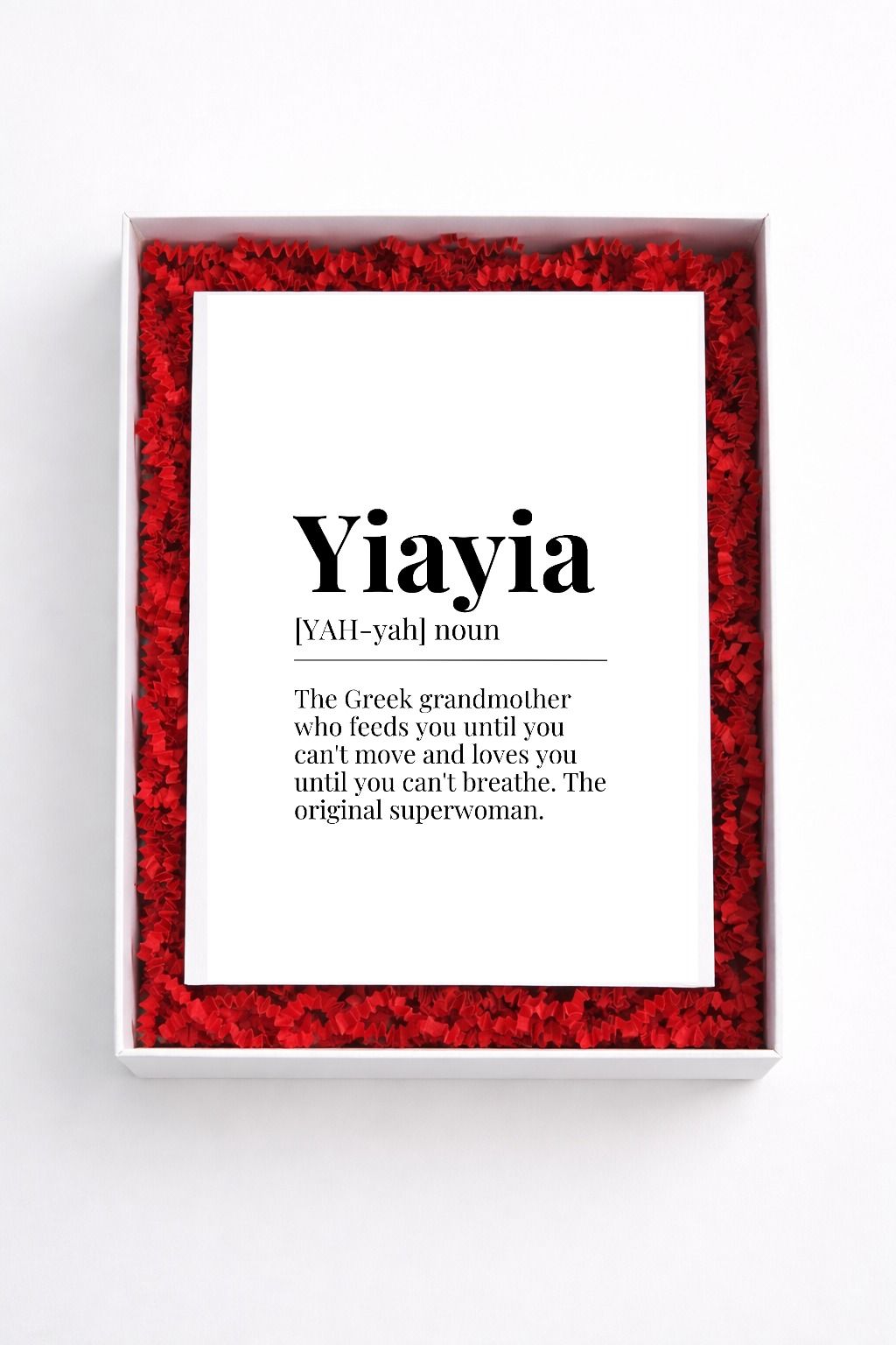 Yiayia definition sign gift box